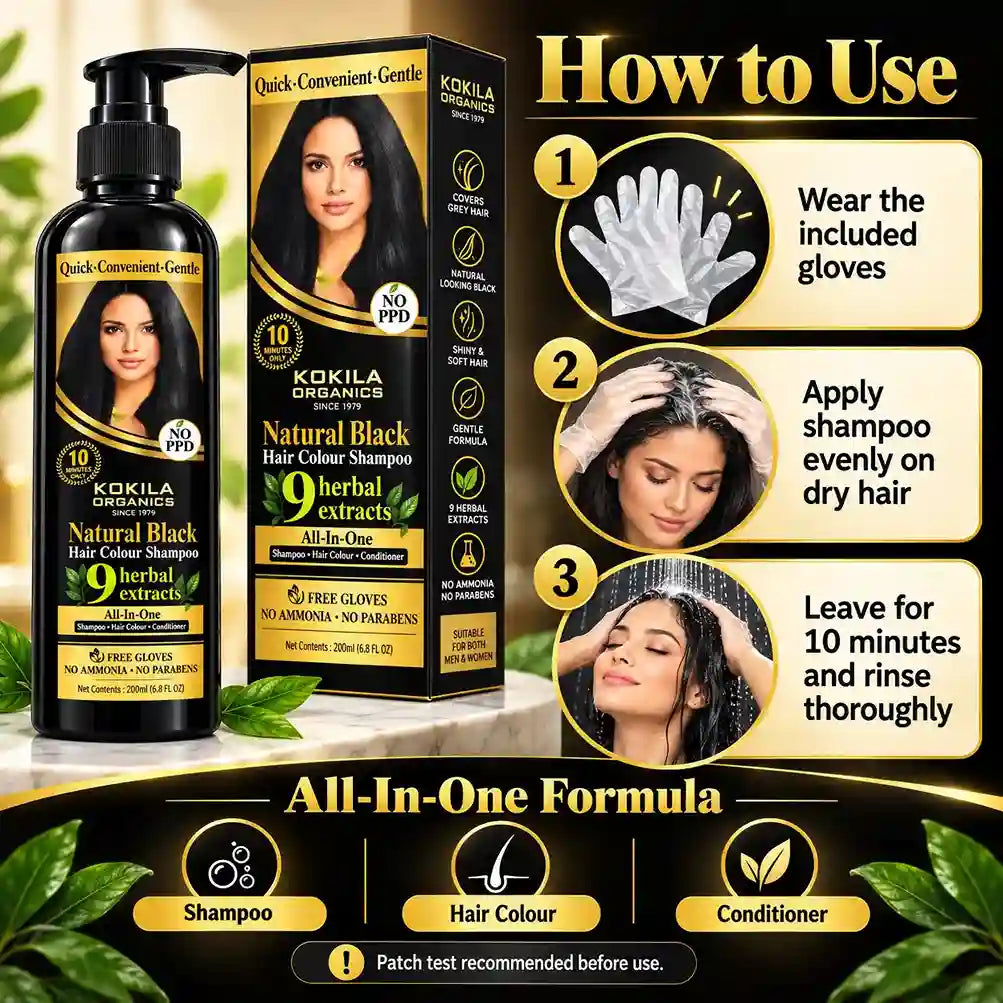 Kokila Hair Colour Shampoo - Natural Colour for Women and Men